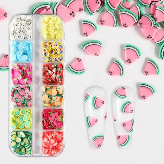 A52E Slime 3D Polymer Slices UV Epoxy Resin Mold Filler Nail Art Decorations Fruit Nail Art Slices DIY Crafts Jewelry Making