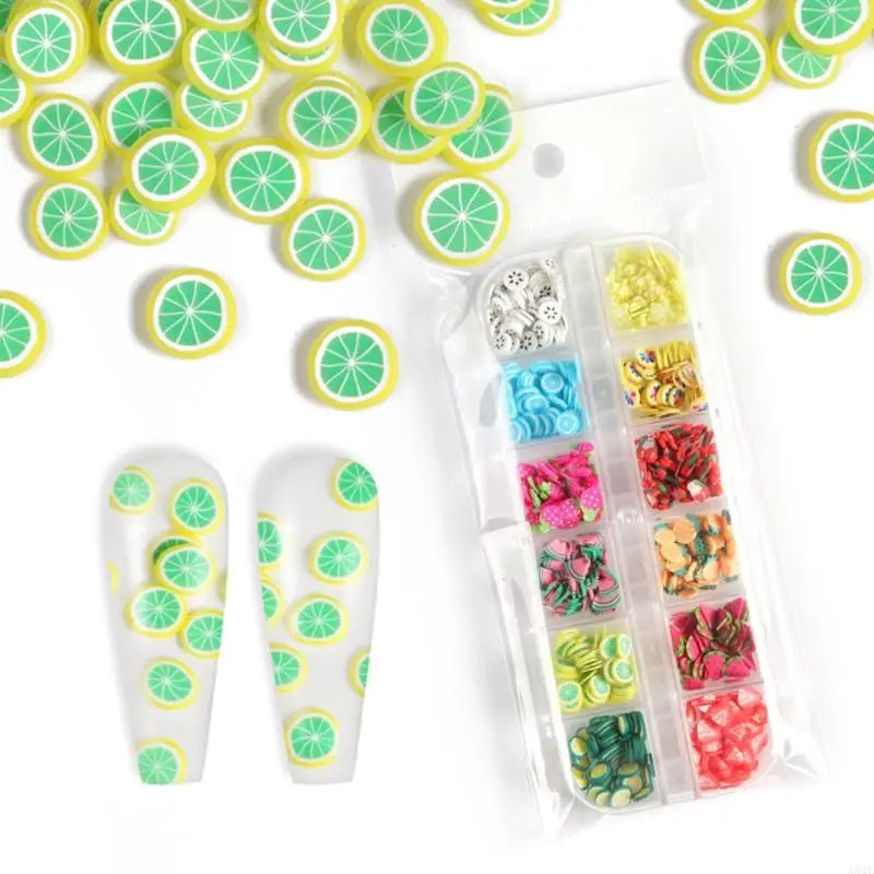 A52E Slime 3D Polymer Slices UV Epoxy Resin Mold Filler Nail Art Decorations Fruit Nail Art Slices DIY Crafts Jewelry Making