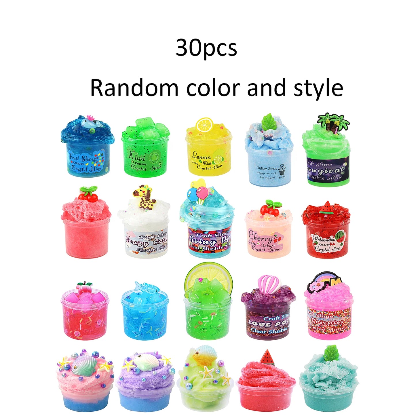 Surprise blind box style random slime crystal mud, silk mud and other toys, handmade DIY decompression toys, a total of 30 styles