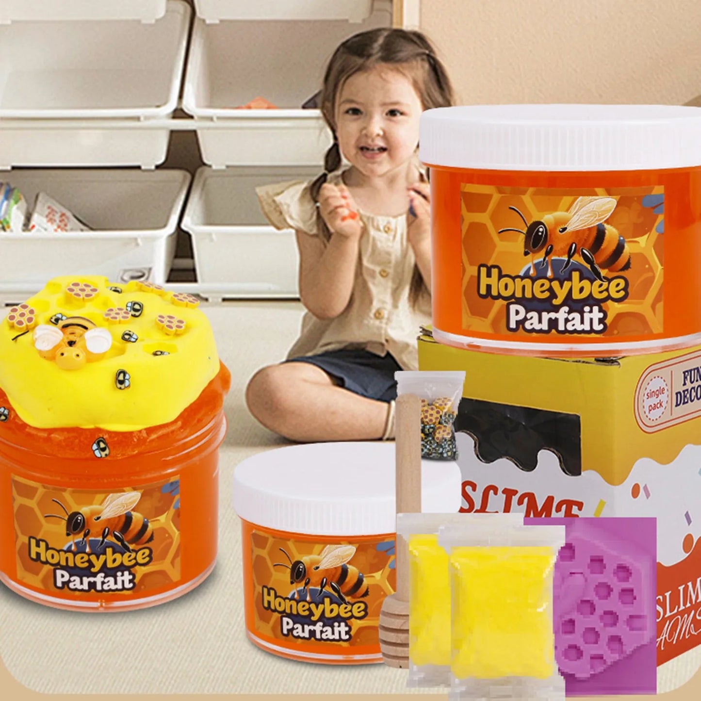 1PCS Large Crunchy Crystal Slime Kit - Leaf Watermelon Grape Premade Slime Pack Set Non-Sticky Jelly Cube Slime for Party